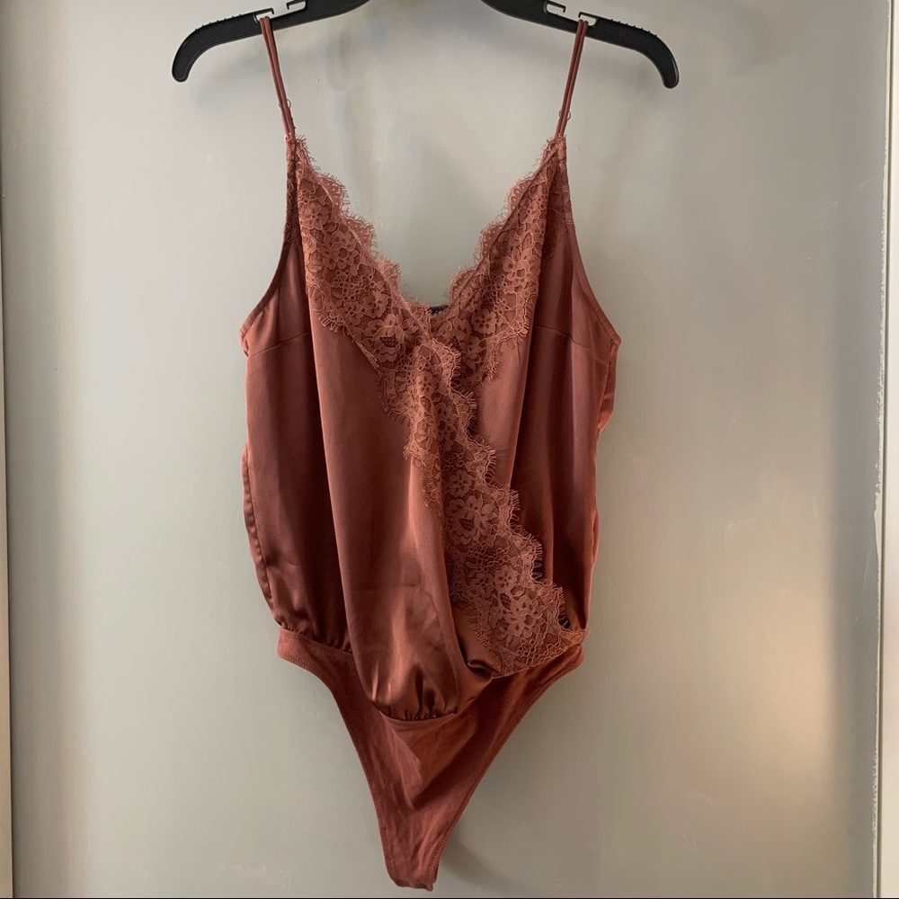 Lace and satin bodysuit
